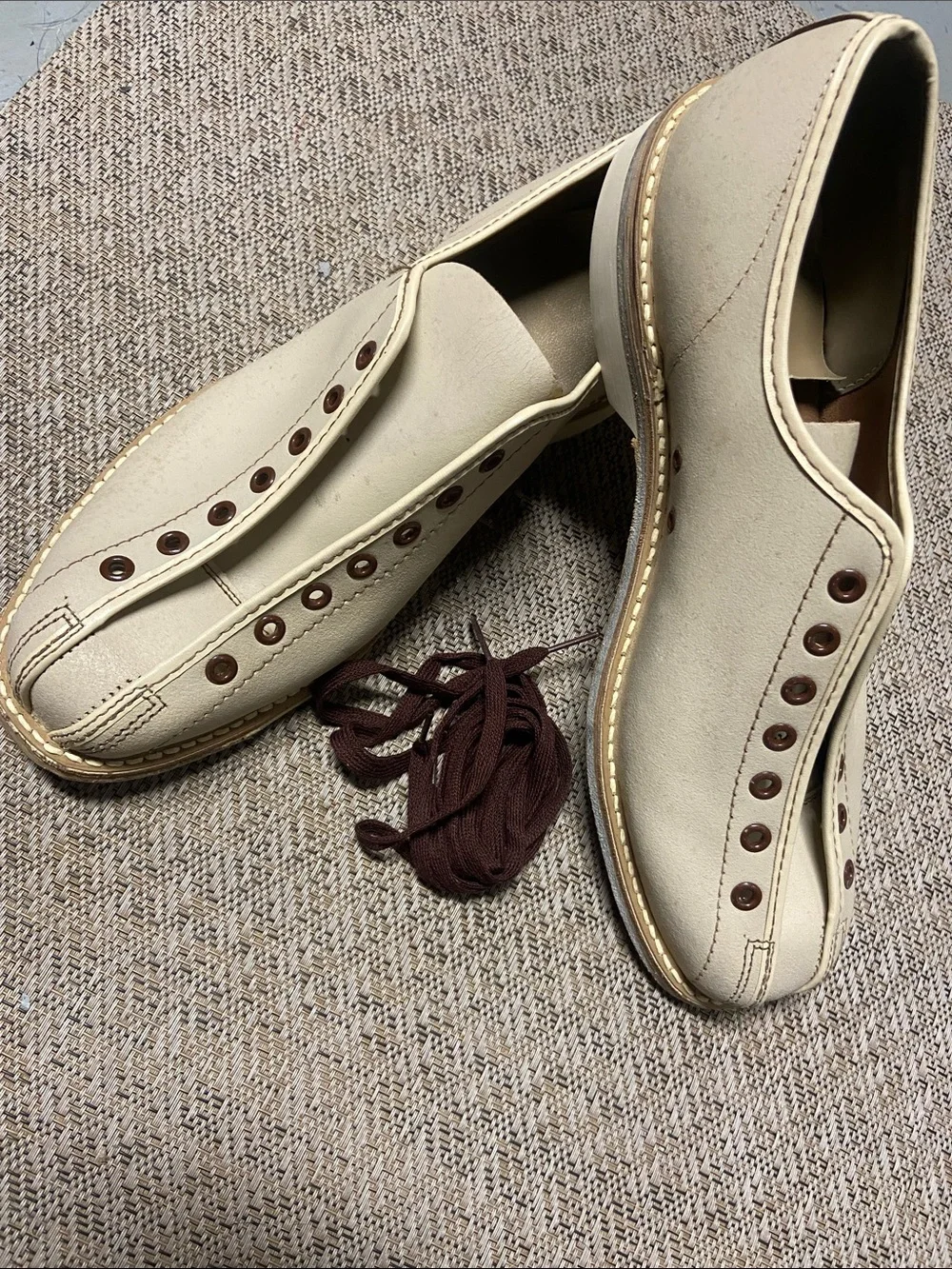 VINTAGE SAUCONY of Kutztown, PA BOWLING SHOES 8 Old Stock New Ivory 1950’s